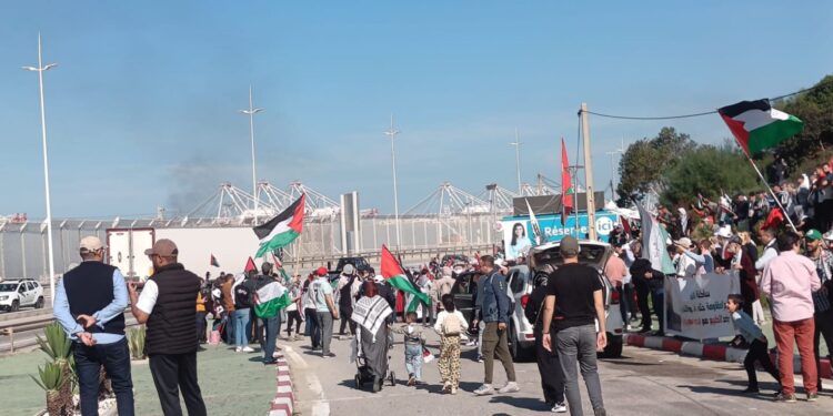 مظاهرة أمام ميناء طنجة المتوسط
