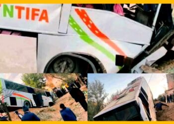 انقلاب حافلة المسافرين ضواحي مدينة مراكش