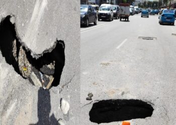جديد الحفر في شوارع طنجة.. حفرة على شكل ابتسامة في مدار حيوي