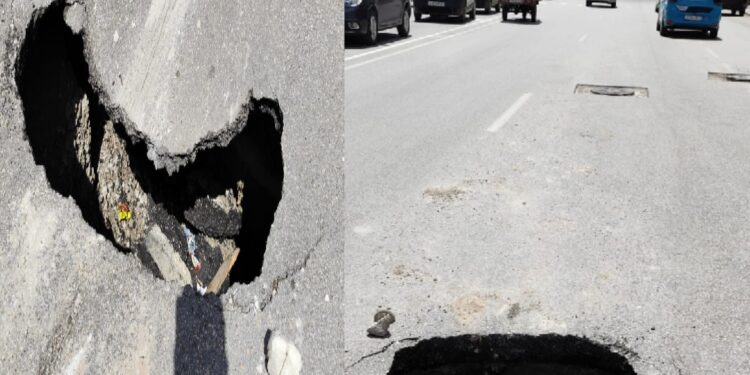 جديد الحفر في شوارع طنجة.. حفرة على شكل ابتسامة في مدار حيوي