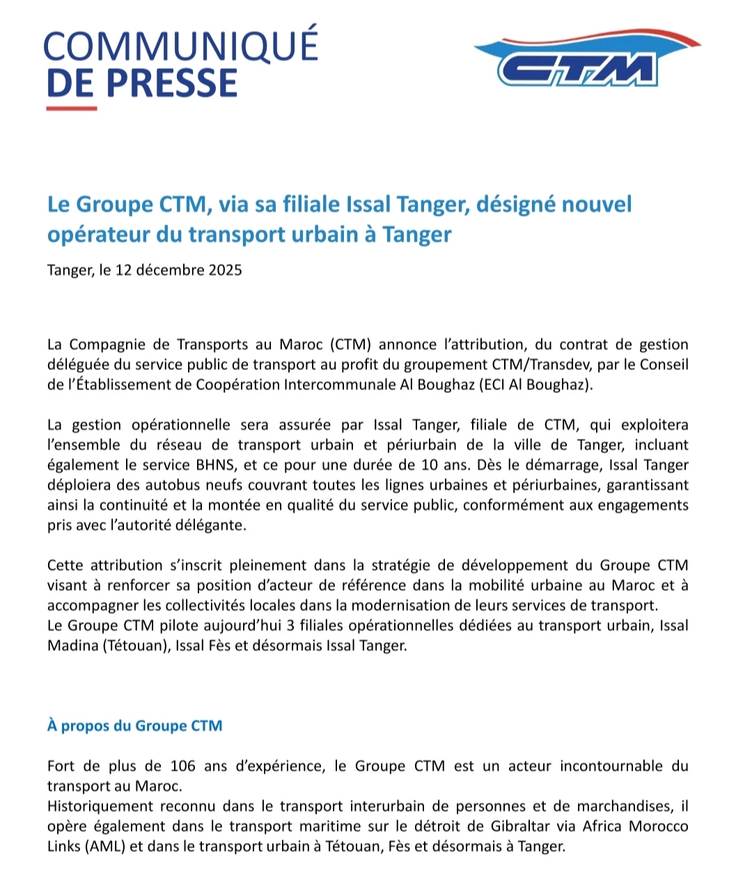 بلاغ صحفي لشركة ساتيام لصاحبها عثمان بنجلون