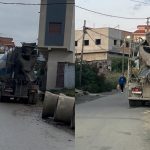 شاحنات إسمنتية تركن في مسلك طرقي بحجر النحل.. والسكان يناشدون السلطة المحلية بالتدخل
